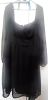 Adult Female Costumes to Hire - Black LONG SLEEVE Chiffon dress - XXL